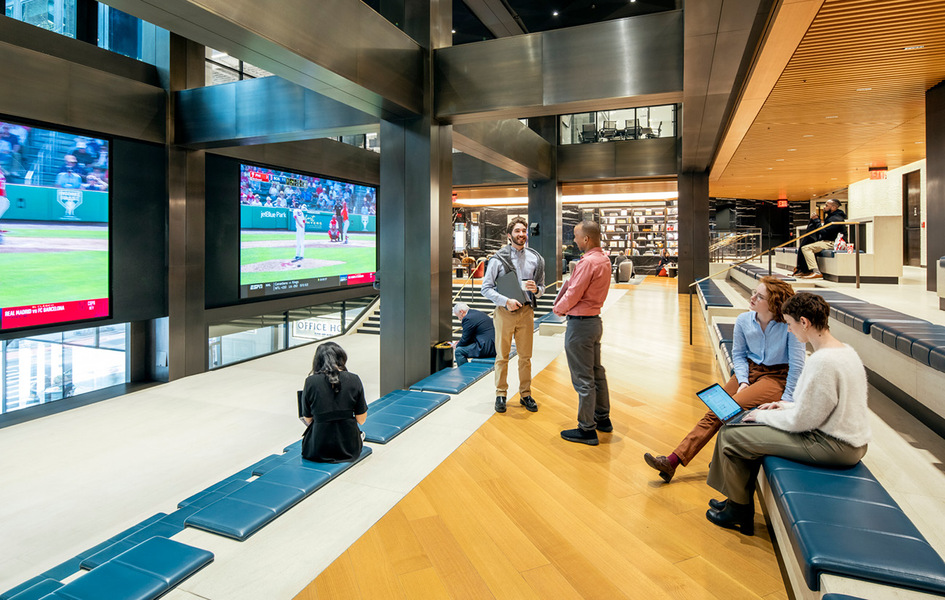 Interior of Penn 1 - Bleacher Seating and LED Wall