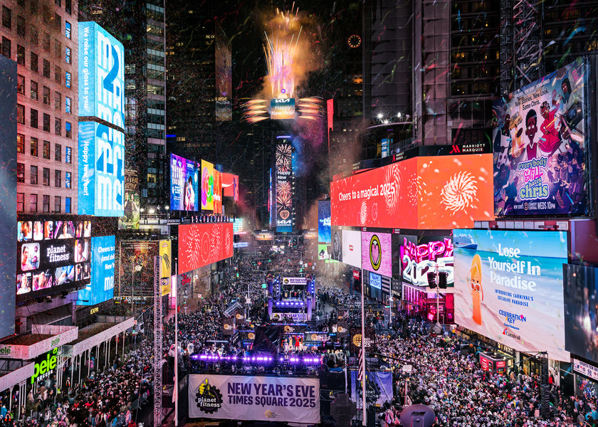 View of Times Square on new year's eve 2025