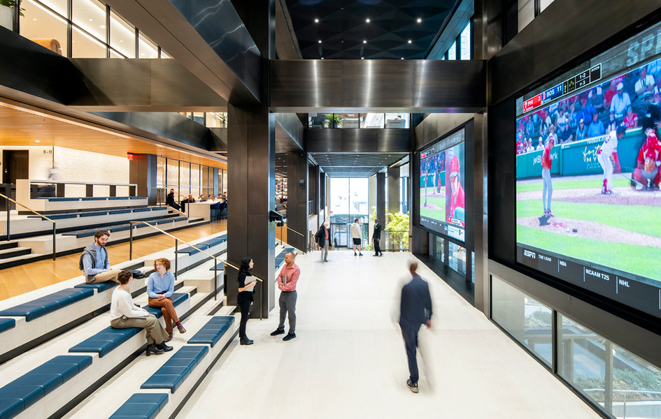 Interior of Penn 1 - Bleacher Seating and LED wall